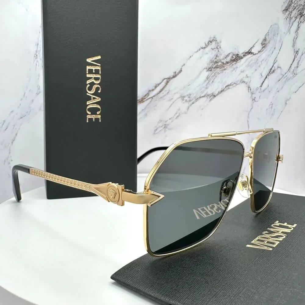 NEW VERSACE Gold Metal Sunglasses